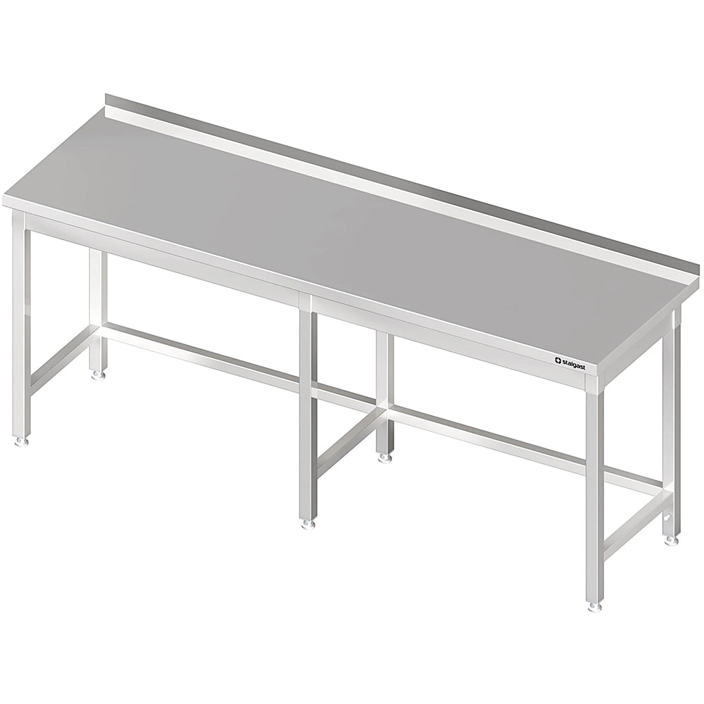 Stalgast Arbeitstisch ohne Grundboden, 2800x600x850 und, mit Verstrebung, mit Aufkantung, verschweißt