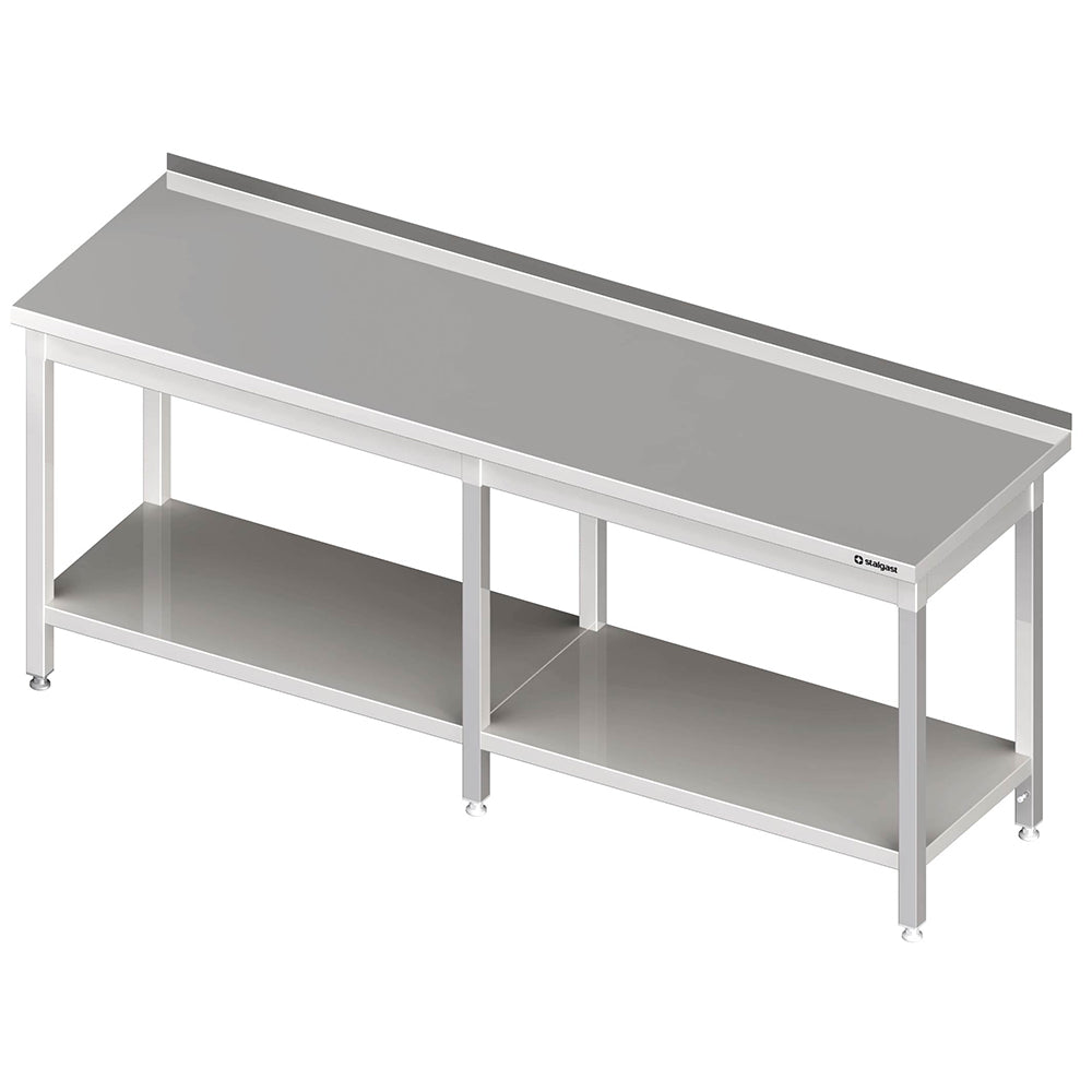Stalgast Arbeitstisch mit Grundboden, 2200x700x850 mm, mit Aufkantung, verschweißt