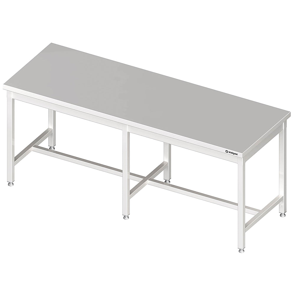 Stalgast Zentralarbeitstisch mit mittiger Strebe 2200x800x850 mm, ohne Aufkantung, verschweißt