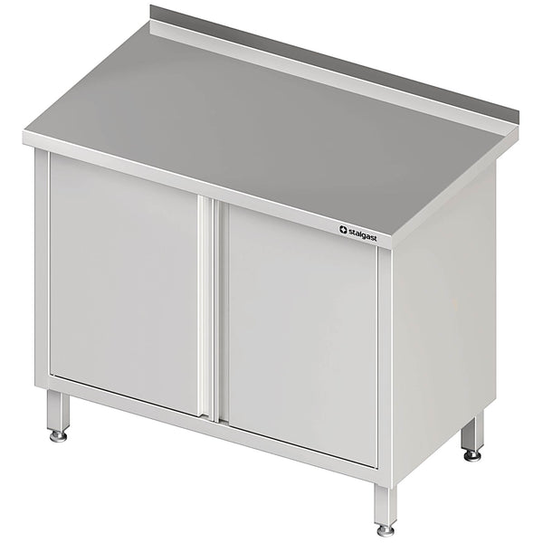 Stalgast Arbeitsschrank mit Flügeltüren 1300x700x850 mm, mit Aufkantung, verschweißt