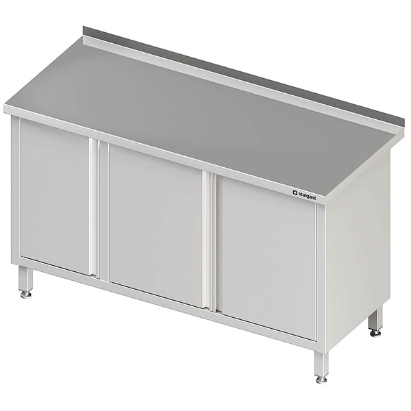 Stalgast Arbeitsschrank mit Flügeltüren 1400x700x850 mm, mit Aufkantung, verschweißt