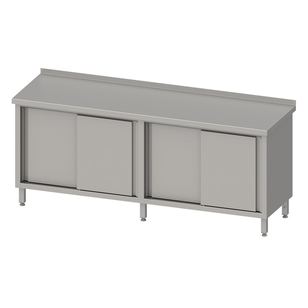 Stalgast Arbeitsschrank mit Schiebetüren 2000x600x850 mm, mit Aufkantung, verschweißt