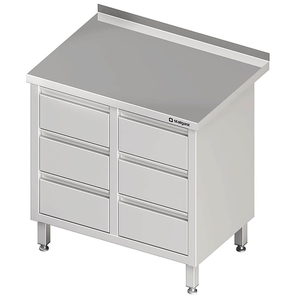Stalgast Schubladenschrank mit 2x3 Schubladen 840x600x850 mm, mit Aufkantung, verschweißt
