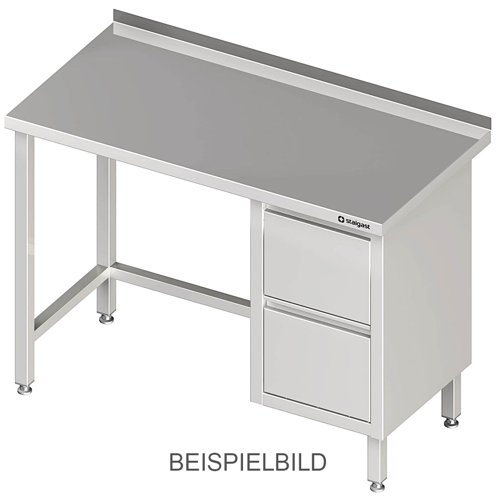 Stalgast Arbeitstisch ohne Grundboden, 1000x700x850 mm, mit 2er Schubladenblock links, mit Aufkantung, verschweißt