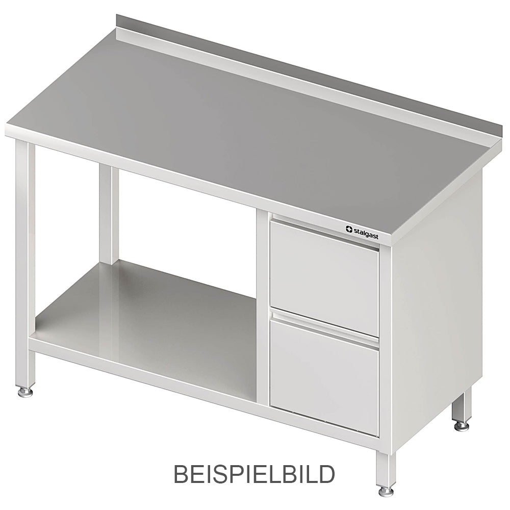 Stalgast Arbeitstisch mit Grundboden, 2100x700x850 mm, mit 2er Schubladenblock links, ohne Aufkantung, verschweißt
