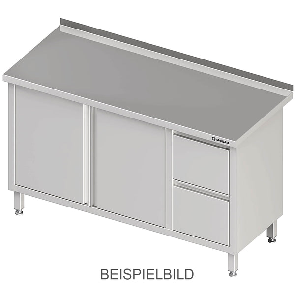 Stalgast Arbeitsschrank mit Flügeltüren 2000x700x850 mm, mit 2er Schubladenblock links, mit Aufkantung, verschweißt