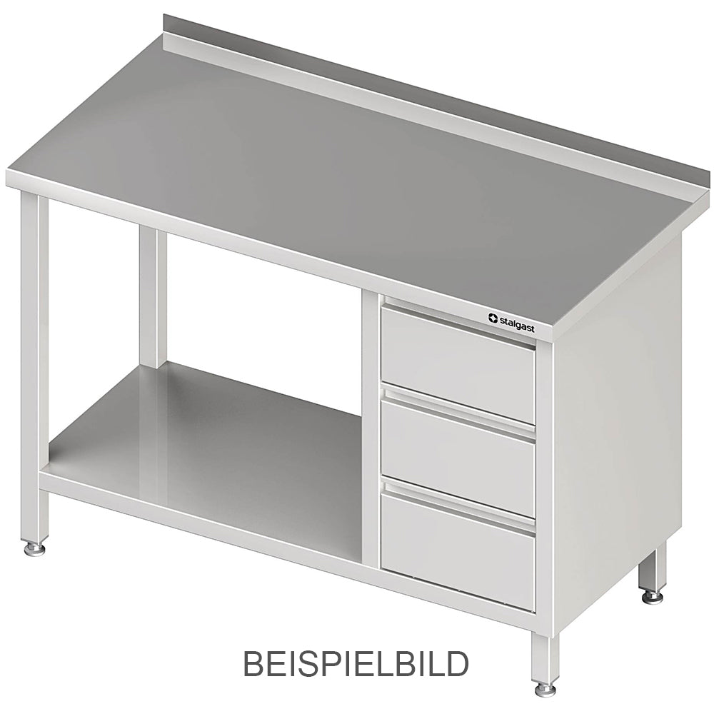 Stalgast Arbeitstisch mit Grundboden 1000x600x850 mm, mit 3er Schubladenblock links, ohne Aufkantung, verschweißt