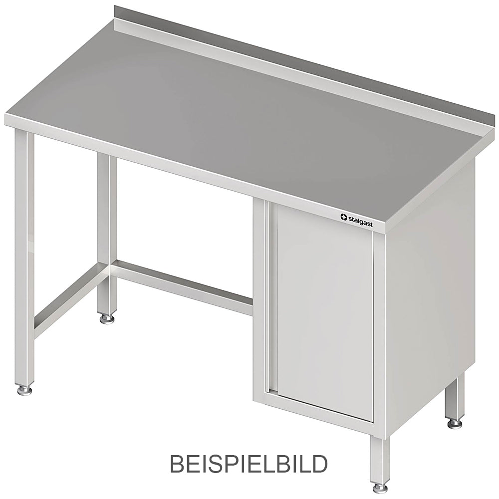 Stalgast Arbeitstisch ohne Grundboden, 1100x700x850 mm, mit Flügeltürschrank rechts, ohne Aufkantung, verschweißt