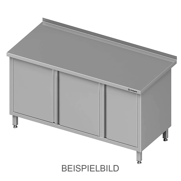 Stalgast Arbeitsschrank mit Flügeltüren, 1400x600x850 mm, mit Flügeltürschrank links, mit Aufkantung, verschweißt