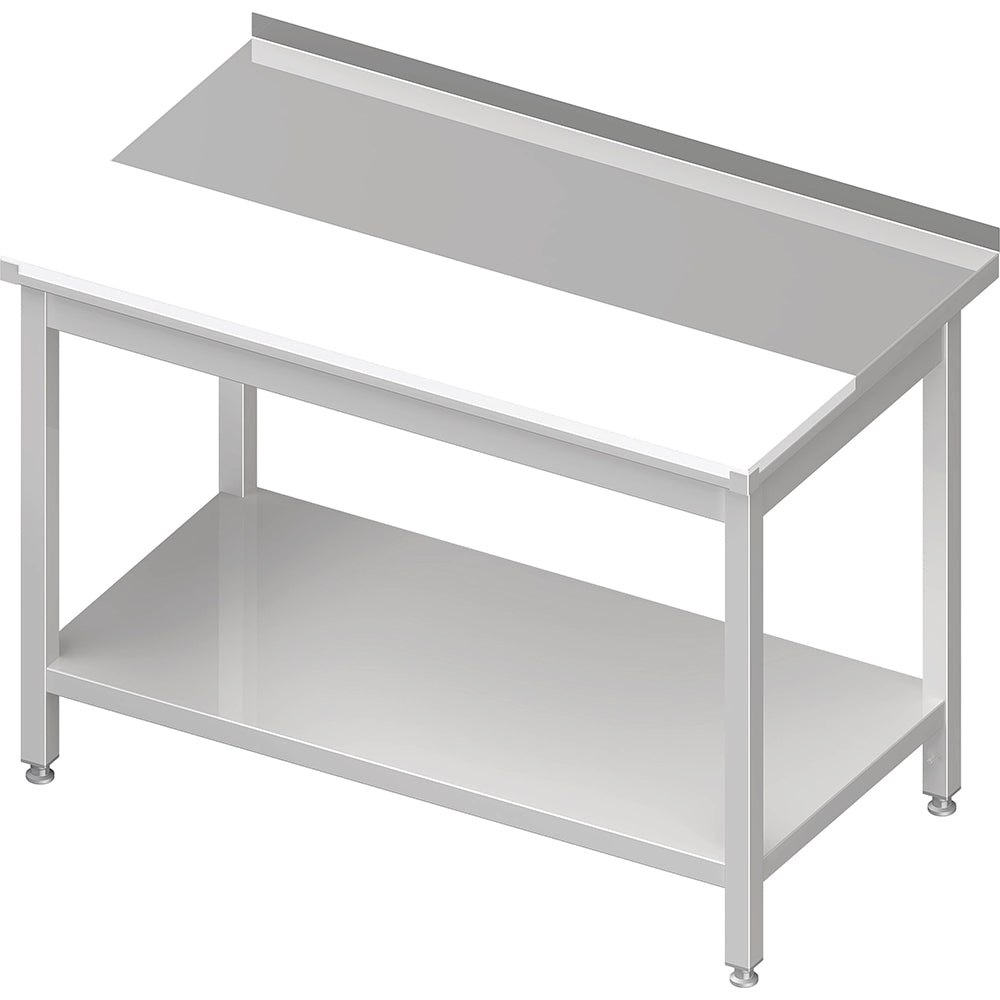 Stalgast Arbeitstisch mit Grundboden 800x600x850 mm, mit vertiefter PE-Schneideplatte mit Aufkantung, verschweißt