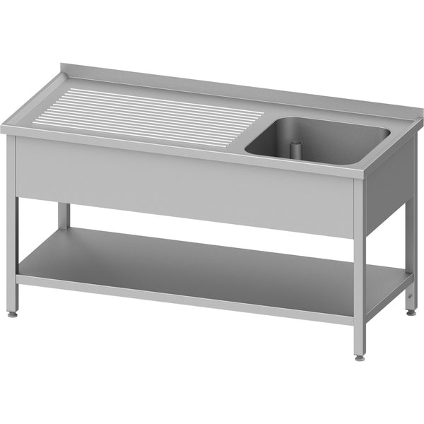 Stalgast Spültisch mit Grundboden 1700x600x850 mm, mit einem Becken rechts, mit Aufkantung, verschweißt