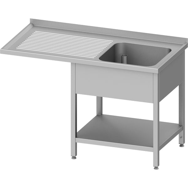 Stalgast Spültisch mit Grundboden und Überstand 1400x600x900 mm, mit einem Becken rechts, mit Aufkantung, verschweißt