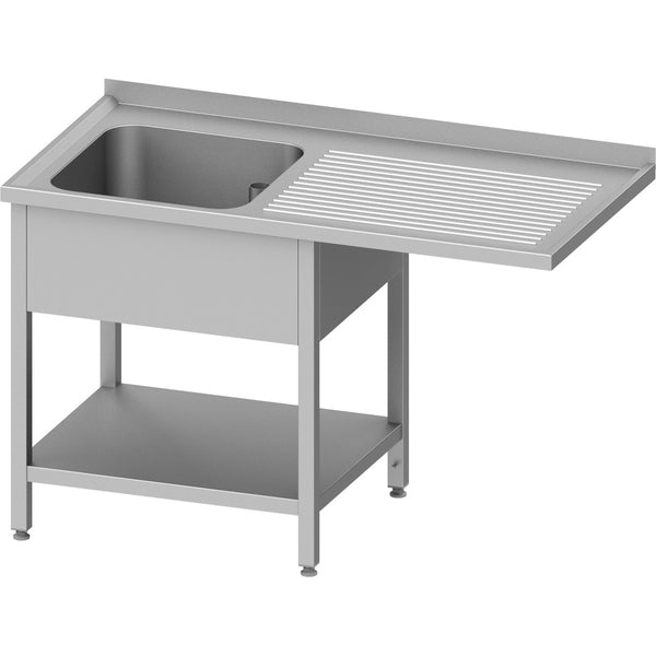 Stalgast Spültisch mit Grundboden, und Überstand, 1400x700x900 mm, mit einem Becken links, mit Aufkantung, verschweißt