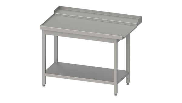 Stalgast Ablauftisch, Korbführung mit Gefälle, mit Grundboden 1400x750x880 mm, Anbauseite links, mit Aufkantung, verschweißt