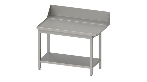 Stalgast Ablauftisch "Pro", Korbführung mit Gefälle, mit Grundboden 1800x750x880 mm, Anbauseite links, mit Aufkantung 200 mm, verschweißt