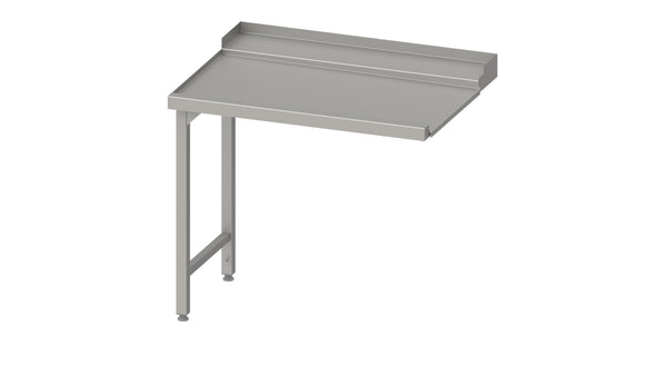 Stalgast Ablauftisch, Korbführung mit Gefälle, auf zwei Beinen 1800x750x880 mm, Anbauseite links, mit Aufkantung, verschweißt