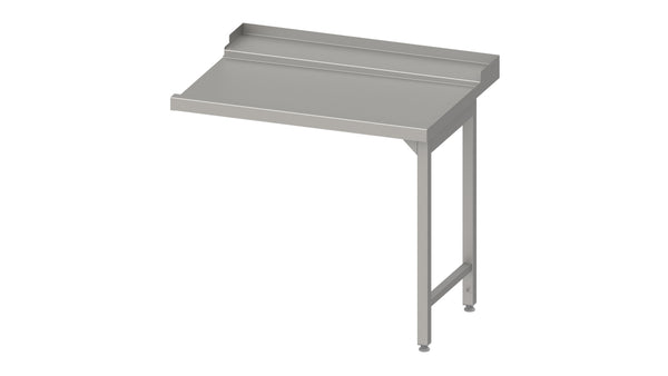 Stalgast Ablauftisch, Korbführung mit Gefälle, auf zwei Beinen 1800x750x880 mm, Anbauseite rechts, mit Aufkantung, verschweißt