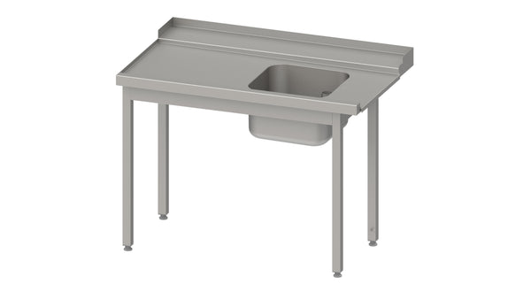 Stalgast Zulauftisch, Korbführung mit Gefälle, ohne Grundboden mit einem Becken 900x750x880 mm, Anbauseite links, mit Aufkantung, verschweißt