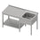 Stalgast Cheftisch mit Grundboden unter der Arbeitsfläche, mit einem Becken rechts 1500x700x850 mm, mit Aufkantung, verschweißt