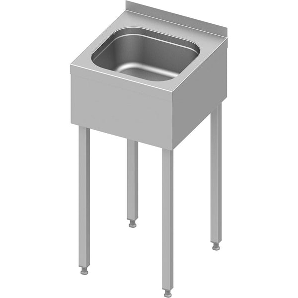 Stalgast Handwaschbecken mit Untergestell, 400x410x850 mm, mit dreiseitiger Beckenblende, mit Aufkantung, verschweißt