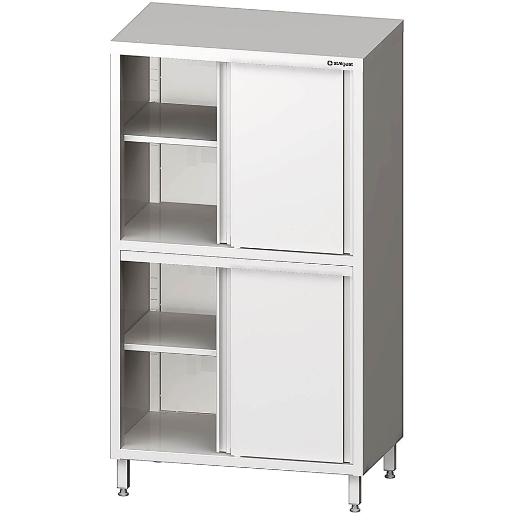 Stalgast Hochschrank mit Schiebetüren 800x500x1800 mm mit zwei Schrankräumen, verschweißt