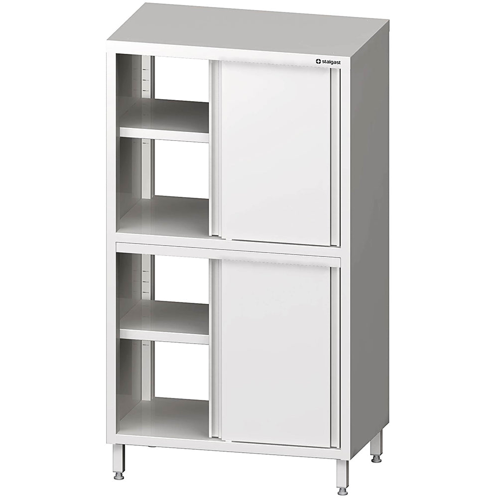 Stalgast Durchreiche-Hochschrank mit Schiebetüren, 1000x500x1800 mm, mit zwei Schrankräumen, verschweißt