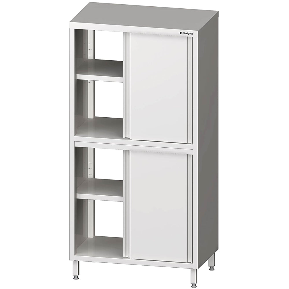 Stalgast Durchreiche-Hochschrank mit Schiebetüren, 1000x500x2000 mm, mit zwei Schrankräumen, verschweißt