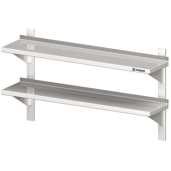 Stalgast Doppel-Wandbord mit Konsolen, und Wandschienen, 1100x400x660 mm, höhenverstellbar, verschweißt