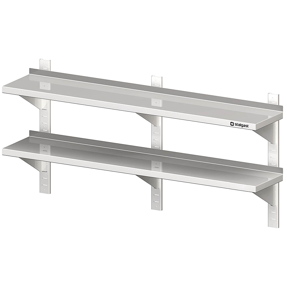Stalgast Doppel-Wandbord mit Konsolen und Wandschienen 1800x400x660 mm höhenverstellbar