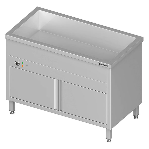 Stalgast Edelstahl Bain-Marie Standgerät mit geschlossenem Unterbau und einem Becken, für 4x GN1/1410x600x850 mm