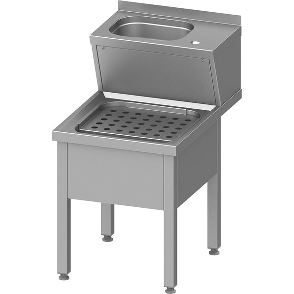 Stalgast Handwasch-und Ausgussbecken-Kombination 500x700x850 mm, mit klappbaren Abstellrost mit Aufkantung, verschweißt