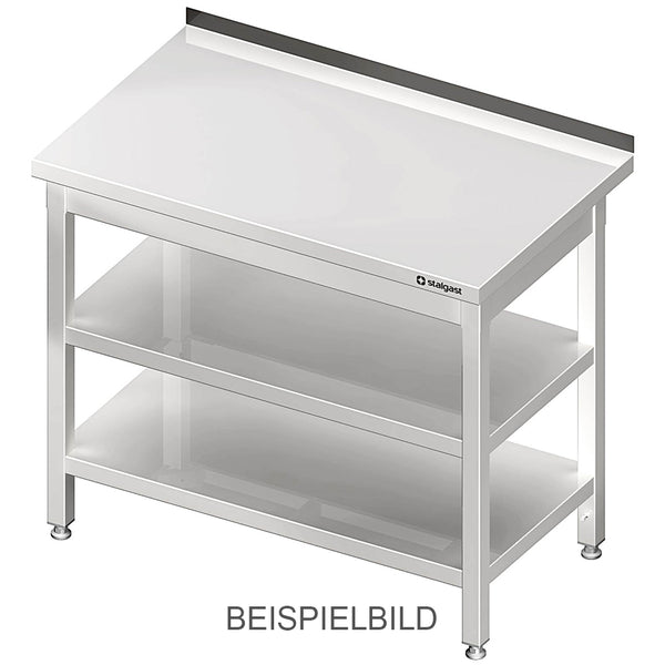Stalgast Arbeitstisch mit Grund- und Zwischenboden, 800x600x850 mm, ohne Aufkantung, verschweißt