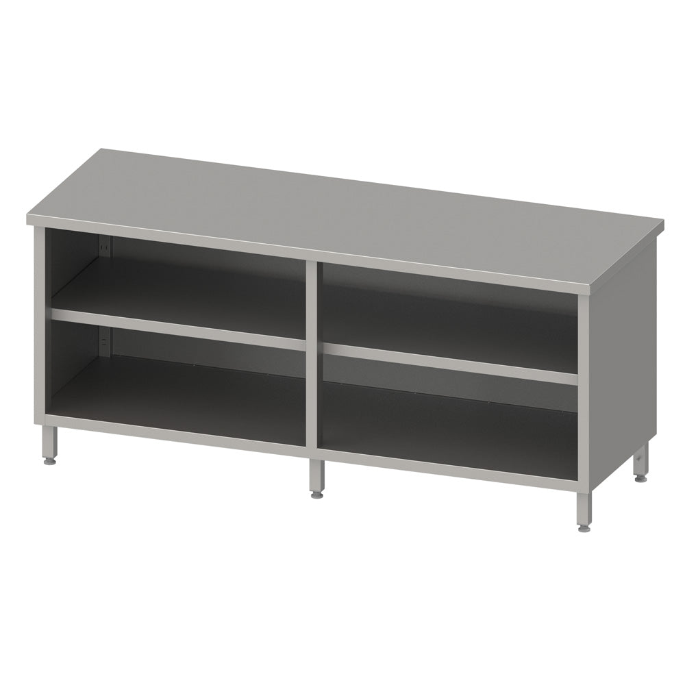 Stalgast Arbeitsschrank offen mit Grund-und Zwischenboden 2000x600x850 mm, ohne Aufkantung, verschweißt