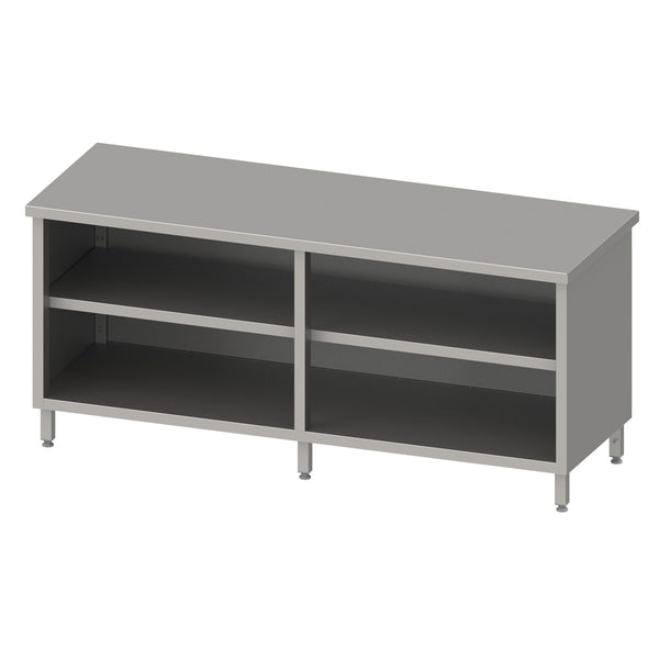 Stalgast Arbeitsschrank offen mit Grund-und Zwischenboden 2000x600x850 mm, ohne Aufkantung, verschweißt