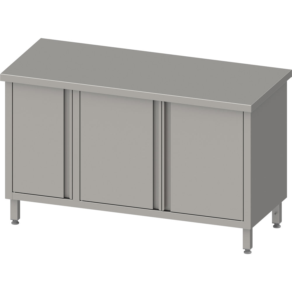 Stalgast Arbeitsschrank mit Flügeltüren, 1500x600x850 mm, mit Flügeltürschrank links, ohne Aufkantung, verschweißt