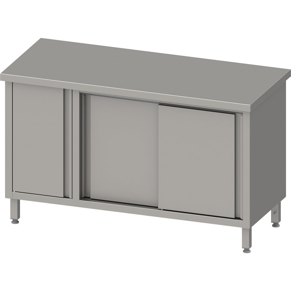 Stalgast Arbeitsschrank mit Schiebetüren, 1200x600x850 mm, mit Flügeltürschrank links, ohne Aufkantung, verschweißt