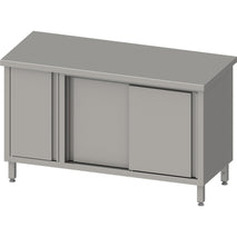 Stalgast Arbeitsschrank mit Schiebetüren 2000x600x850 mm, mit Flügeltürschrank links, ohne Aufkantung, verschweißt