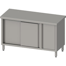 Stalgast Arbeitsschrank mit Schiebetüren 2000x700x850 mm, mit Flügeltürschrank rechts, ohne Aufkantung, verschweißt