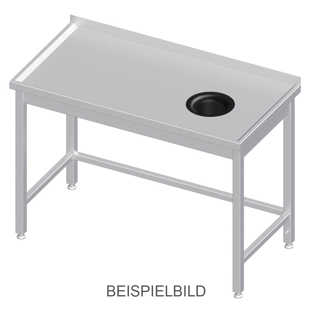 Stalgast Arbeitstisch ohne Grundboden, 1100x700x850 mm, mit Abfallloch rechts, ohne Aufkantung, verschweißt