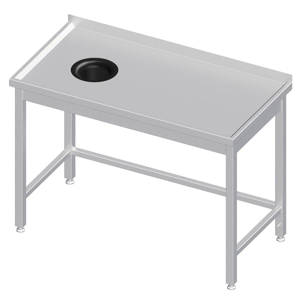 Stalgast Arbeitstisch ohne Grundboden, 900x600x850 mm, mit Abfallloch links, mit Aufkantung, verschweißt