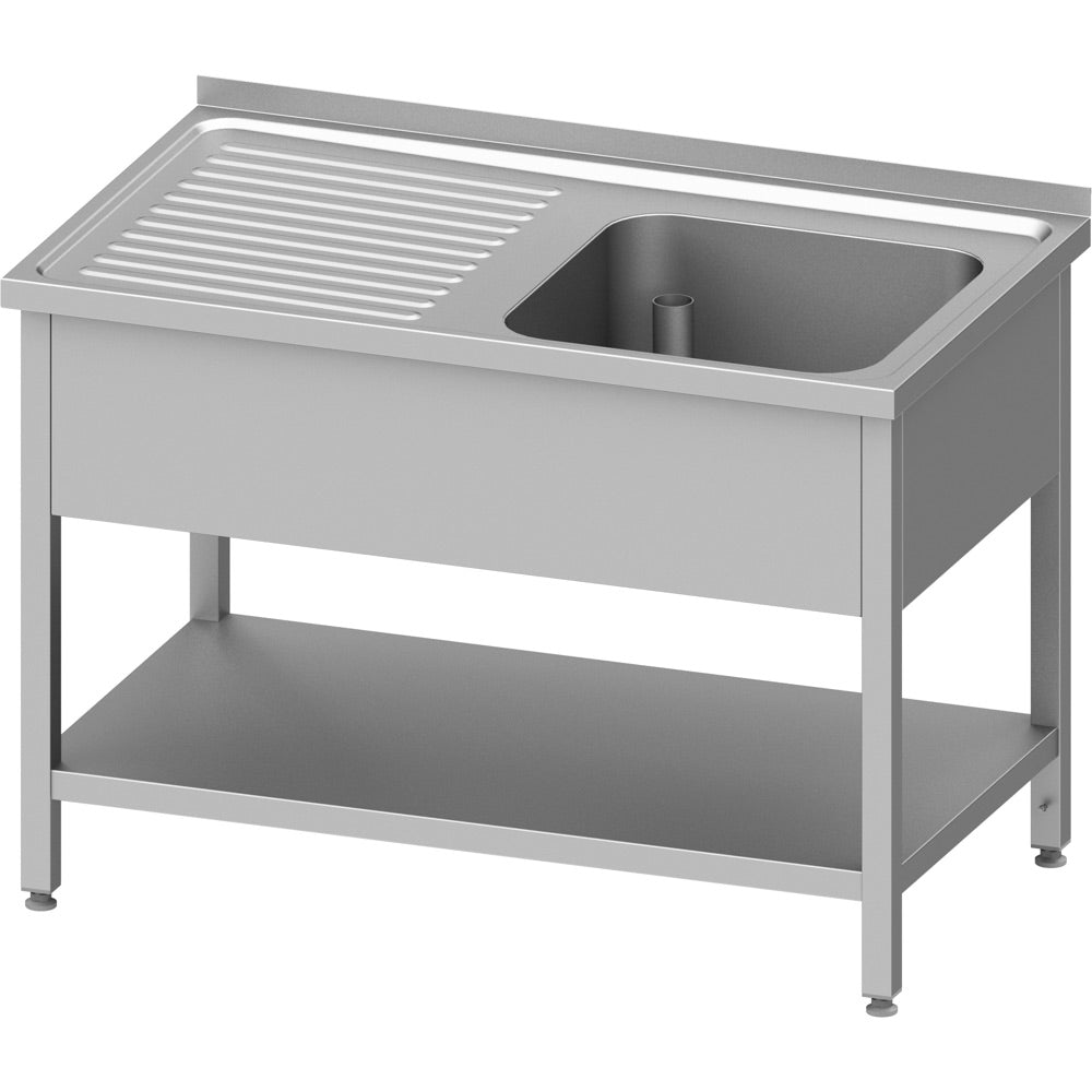 Stalgast Spültisch mit Grundboden 1000x600x850 mm, mit einem Becken rechts, mit Aufkantung, verschweißt