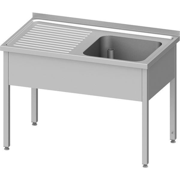 Stalgast Spültisch ohne Grundboden 1300x700x850 mm, mit einem Becken rechts, mit Aufkantung, verschweißt