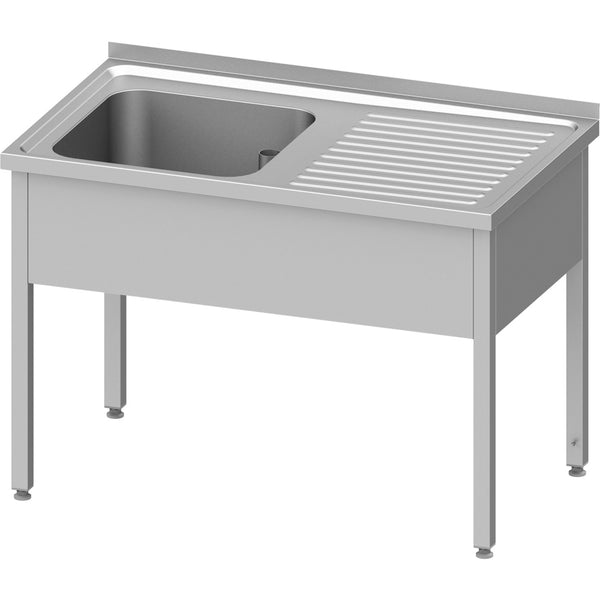Stalgast Spültisch ohne Grundboden 1300x600x850 mm, mit einem Becken links, mit Aufkantung, verschweißt