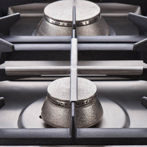 Stalgast Edelstahl Gasherd mit 6 Brennern (3,5+2x5+2x7+9), Gas-Backofen GN2/1 und Unterschrank, Serie 700 ND