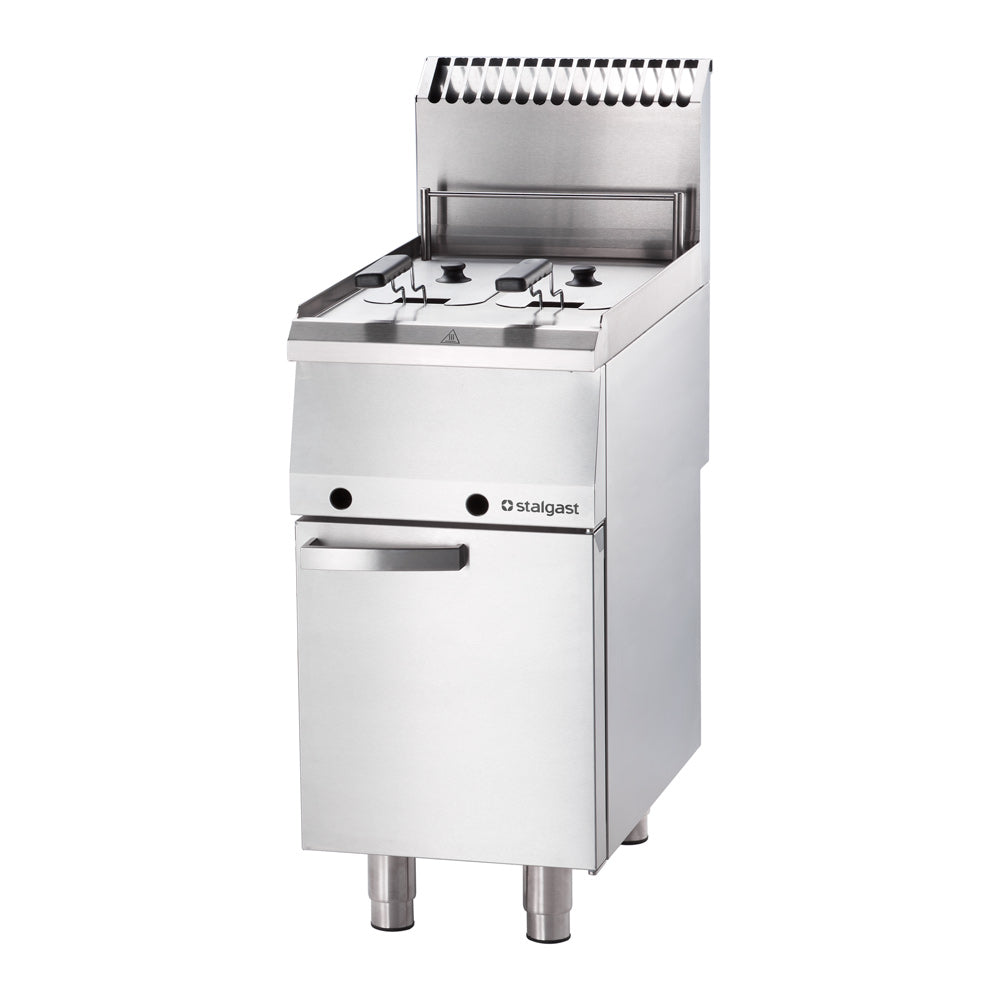 Stalgast Edelstahl Gas Fritteuse, 2x 7 Liter Doppelbecken, Serie 700 ND