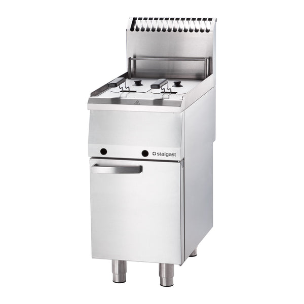 Stalgast Edelstahl Gas Fritteuse, 2x 7 Liter Doppelbecken, Serie 700 ND