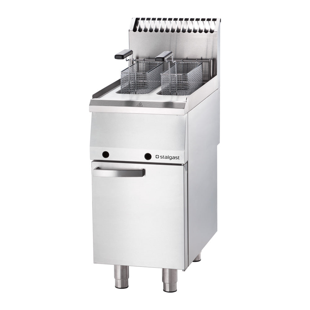 Stalgast Edelstahl Gas Fritteuse, 2x 7 Liter Doppelbecken, Serie 700 ND