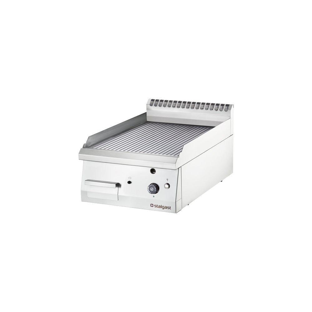 Stalgast Edelstahl Gas-Griddleplatte als Tischgerät, 400x700 mm, gerillte Grillfläche, Serie 700 ND