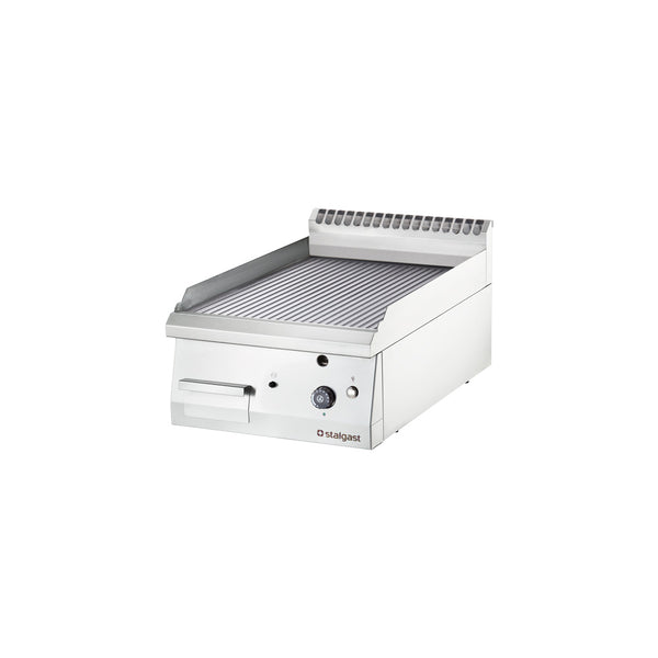 Stalgast Edelstahl Gas-Griddleplatte als Tischgerät, 400x700 mm, gerillte Grillfläche, Serie 700 ND