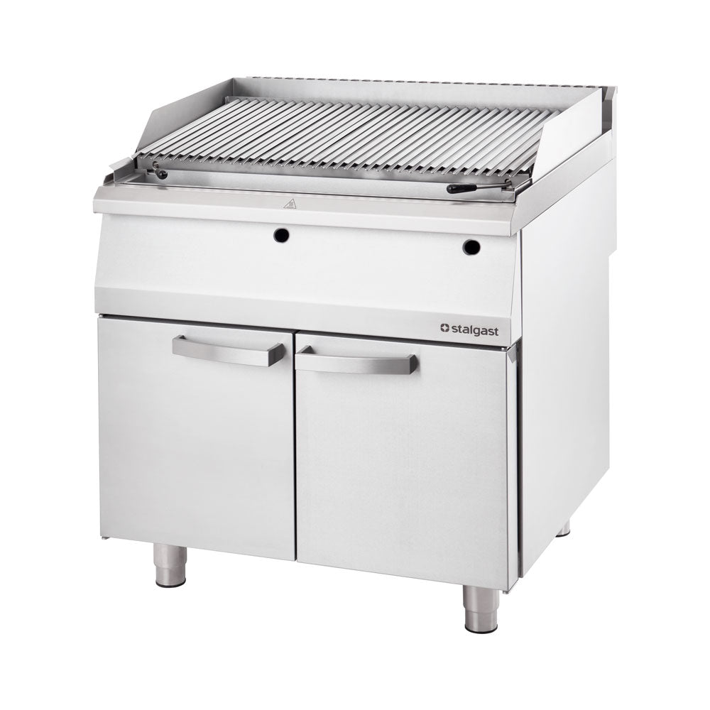 Stalgast Edelstahl Lavastein-Grill mit S-Rost für Fisch und Meeresfrüchte, Serie 700 ND, 800 mm